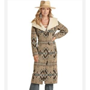 Powder River Outfitters Long Aztec Southwestern Coat Size XXL Country Coat Soft